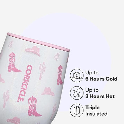 Corkcicle Classic Stemless Wine Tumbler - Keeps Drinks Cold for 6 Hours - Triple-Insulated Stainless Steel - Non-Slip Bottom - Summer Drinkware Gift - Keeps Drinks Ice Cold - 12 oz - Cowgirl - Image 3