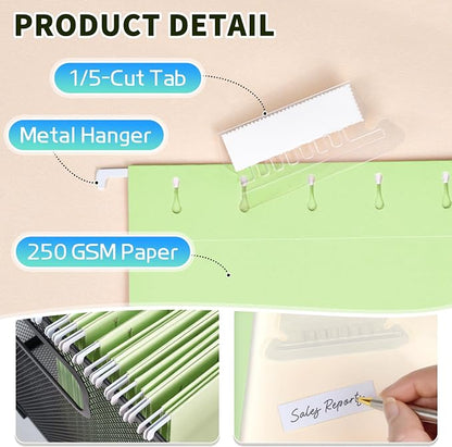 25-Pack Green Hanging File Folders, Letter Size - Image 2