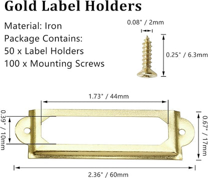 50 PCS Metal Label Holders 60x17mm Gold - Image 3