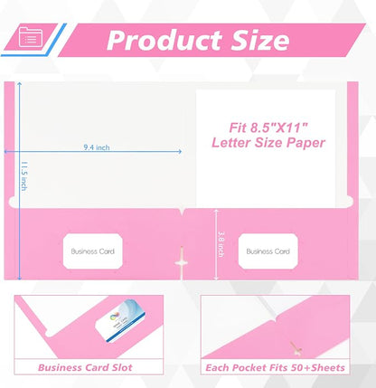 50 Packs Two Pocket Folders, Two Pocket File Folders - Image 2