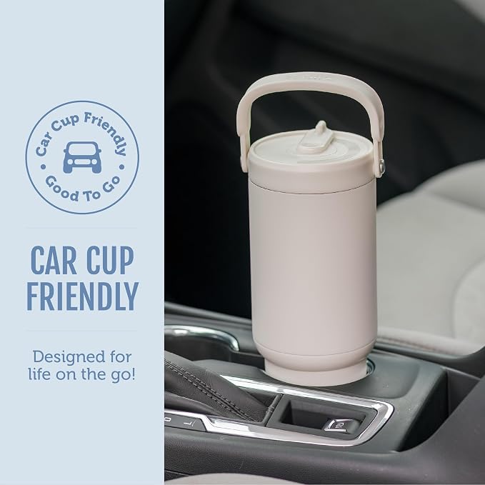Ello Oasis Go+ 26oz Tumbler with Top Handle and Retracting Straw | Reusable Insulated Stainless Steel Cup, 100% Leakproof Water Bottle, 24 Hours Cold, Cup Holder Friendly For Travel | In The Clouds - Image 4