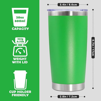 20oz Tumbler Bulk Stainless Steel Tumbler Cup with Lid Vacuum Insulated Double Wall Travel Mug, Durable Powder Coated Travel Coffee Tumbler Mug for Hot & Cold Drinks, Green,8 Pack - Image 3