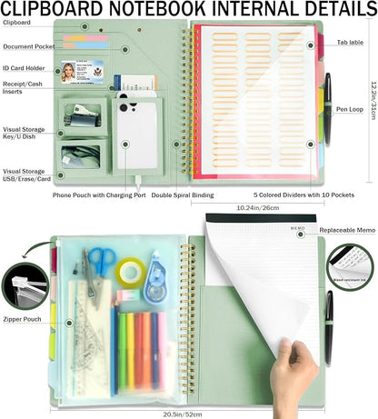 Sauge Foldable Spiral Clipboard Folio - Image 2