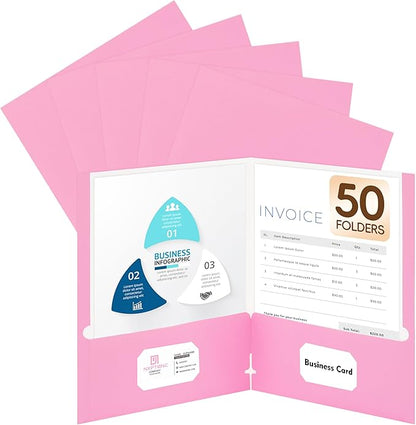50 Packs Two Pocket Folders, Two Pocket File Folders by Unknown