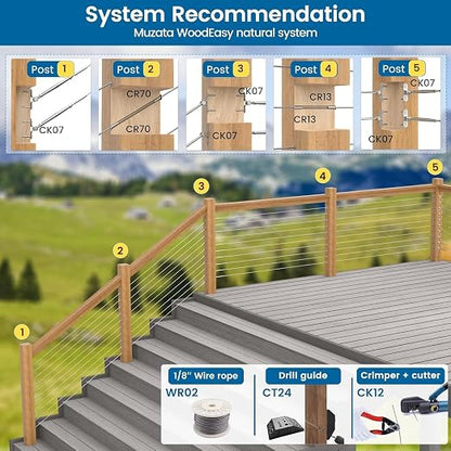 Muzata 100PCS Stainless Steel T316 Protective Sleeves Cable Railing Kit - Image 6