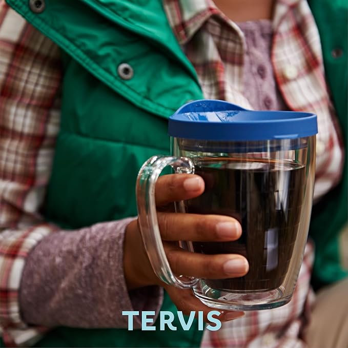 Tervis Clear & Colorful Lidded Made in USA Double Walled Insulated Tumbler Travel Cup Keeps Drinks Cold & Hot, 16oz Mug, White Lid - Image 7