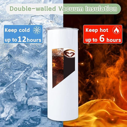 50 Pack Sublimation Blanks, 20oz Sublimation Tumblers Skinny Straight with Lids and Straws Bulk, Stainless Steel Double Wall Polymer Coating for Heat Transfer DIY Gifts - Image 3