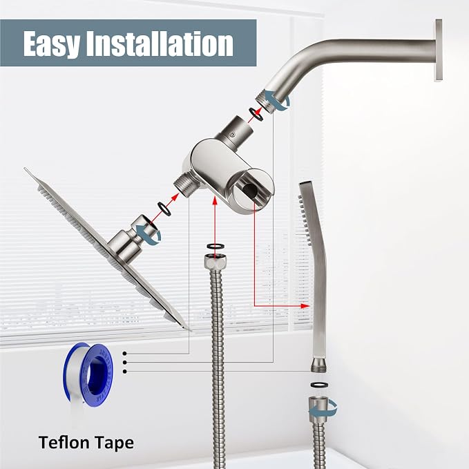 Aolemi Shower Tub Faucet Set with Handheld Spray Shower System Single Shower Rainfall Head and Handle with Tub Spout Combo Rough-in Valve Included Shower Trim Kit 6 Inch Shower Head Brushed Nickel - Image 9