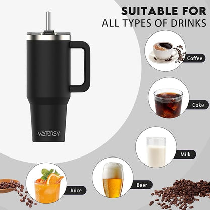 20 oz Tumbler with Handle,Tumbler with Lid and Straw,Double Wall Insulated Cup Stainless Steel Travel Mug(Cold for 34 Hours),Water Bottle for Iced Tea,Coffee,Cold Beverages(Black) - Image 6