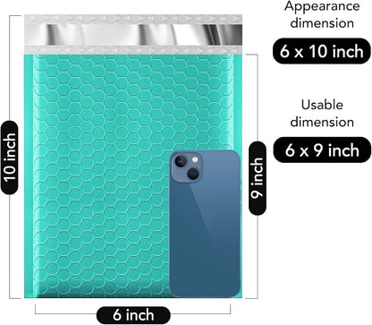 Fuxury Bubble Mailers 6x10" Teal Padded Envelopes 9600 Pack Bulk Strong - Image 2