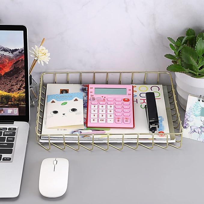 BTSKY Multipurpose A4 File Tray Wire Desk Tray Organizer Elegant Letter Size - Image 2