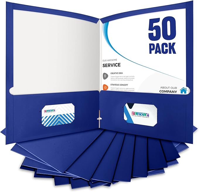 BIBRADAA® 50 Packs Blue Two Pocket Folders Surface by BIBRADAA