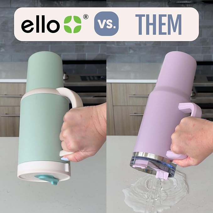 Ello Oasis 40 oz Tumbler with Handle & Retracting Straw | Reusable Insulated Stainless Steel Cup 100% Leakproof, Gifts for Teens Women Men | Keeps cold for 20 Hours, Cup Holder Friendly, Grayscale - Image 4