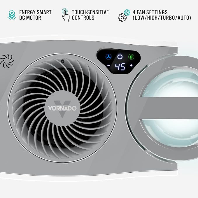 Vornado EVDC500 Energy Smart Evaporative Humidifier with 2 Gallon Dual Tank Capacity, LED Display, Automatic Shut-off, Electronic Humidistat, 4 Fan Speeds for Large Rooms up to 1000 sq ft - Image 3
