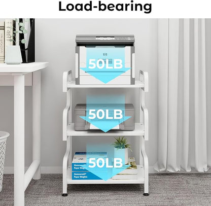 Natwind Stylish 3 Tier Printer Stand, Office Desk Side Storage Shelf, Fits Two - Image 4