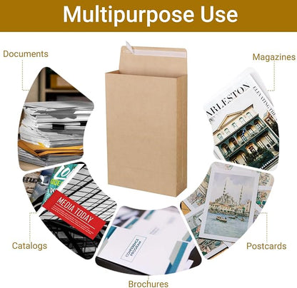 zmybcpack 25 Pack 10" x 15" Expandable Catalog Envelopes, Large Kraft Document - Image 4