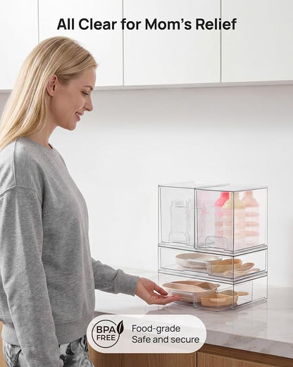 Vtopmart Clear Stackable Storage Drawers Set of 4, Plastic Organizer Bins - Image 6