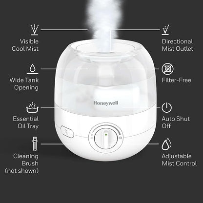 Honeywell Mini Cool Mist humidifier, Easy to Fill and Clean, humidifier for small Bedroom, Kids Rooms, or office. Ultra Quiet Operation and Auto Shut-Off - White, HUL525W - Image 8