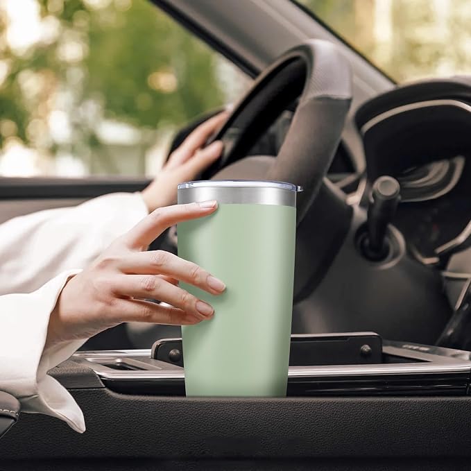 20 oz Tumbler with Lid Stainless Steel Insulated Tumblers Bulk Double Wall Vacuum Cups Powder Coated Travel Mug Keep Drink Cold and Hot, Sagebrush Green, 8 Pack - Image 5