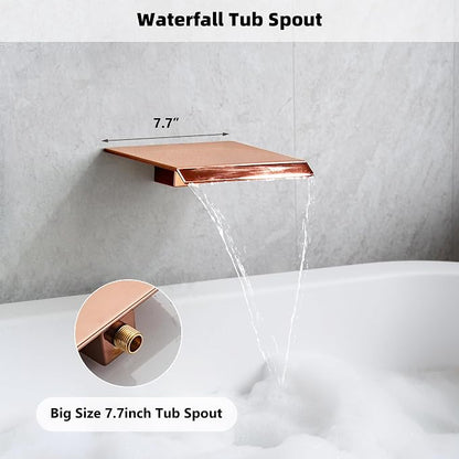 Rainfall Shower Faucet Set with Tub Spout 8 Inch, Shower Head and Handle with 2 Hooks, Rain Shower and Handheld Shower System Square Wall Mount for Bathroom - Image 3