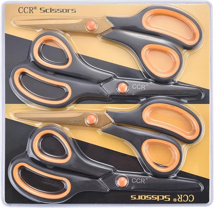 CCR Scissors 8 Inch Soft Comfort-Grip Handles Sharp Titanium Coating Blades - Image 3