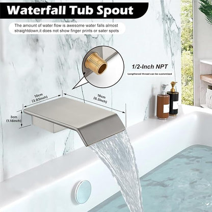 Midanya Rain Shower System with Tub Spout,Tub Shower Faucet Set with rainfall Shower Head and Handheld Spray,Wall Mount Tub Shower Combo Rough-in Valve Included,10 Inch Brushed Nickel - Image 5