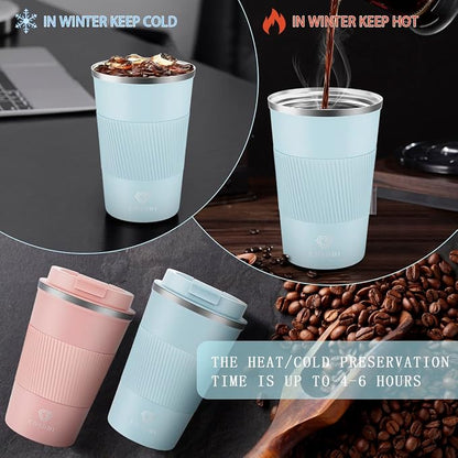 CS COSDDI 12 oz Stainless Steel Vacuum Insulated Tumbler - Coffee Travel Mug Spill Proof with Lid - Coffee Cups for Keep Hot/Ice Coffee,Tea and Beer (3rd pale blue) - Image 4