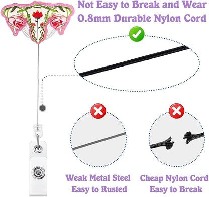 Cute Floral Uterus Badge Reel Retractable - Image 4