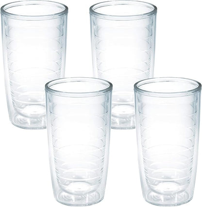 Tervis Clear & Colorful Tabletop Made in USA Double Walled Insulated Tumbler Travel Cup Keeps Drinks Cold & Hot, 16oz - 4pk, Clear by TervisTumblerCompany