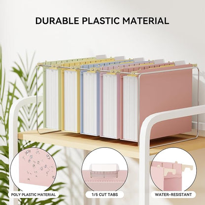 Ansook 12 Pack Plastic Hanging File Folders, 2 Inch Expandable Letter Size - Image 6