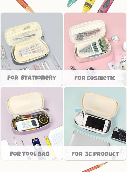SUNEE Cute Pencil Case, Aesthetic Pen Pouch, Colored Large Pencil Bag - Image 5