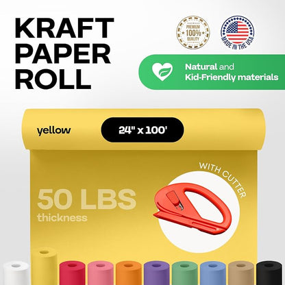 Yellow Kraft Paper Roll 24" x 1200" - Image 2