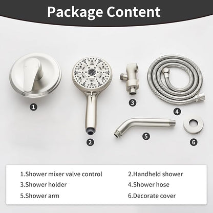 Single-Handle Shower Faucet Set Shower Kit with Valve Shower Trim Kit with 10 Spray Handheld Shower Head System Shower Valve and Trim Kit Brushed Nickel Shower Fixtures - Image 8