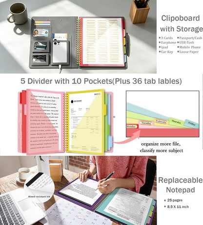 Grey Foldable Spiral Clipboard Folio - Image 3