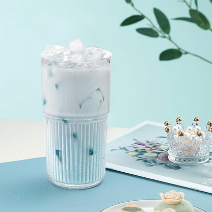 Luiaiog 18.5oz Glass Cups with Lids and Straws - Set of 4 Reusable Tumblers, Thickened Shatter-Resistant Glass, Ideal for Iced Coffee, Smoothies, Cocktails, Juices - Elegant & Durable Drinkware - Image 5