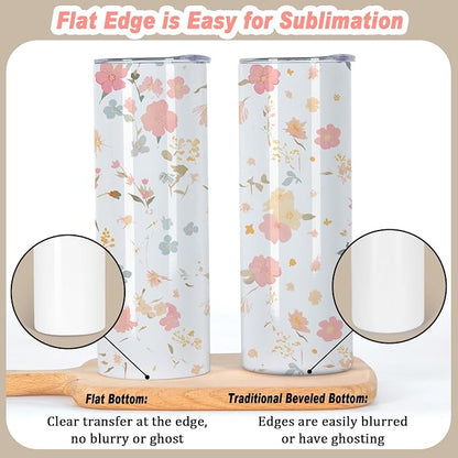 Muwnrol 50 Pack 20 Oz Sublimation Tumblers Bulk, Stainless Steel Double Wall Vacuum Insulation Cup, Sublimation Cups with Straw, Individually Box (Flat Edge) - Image 3