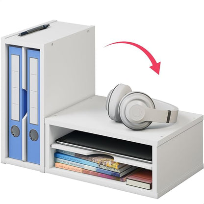 Ballucci File Organizer, 2-Tier Document Paper Sorter, Stackable Wood Desk - Image 5