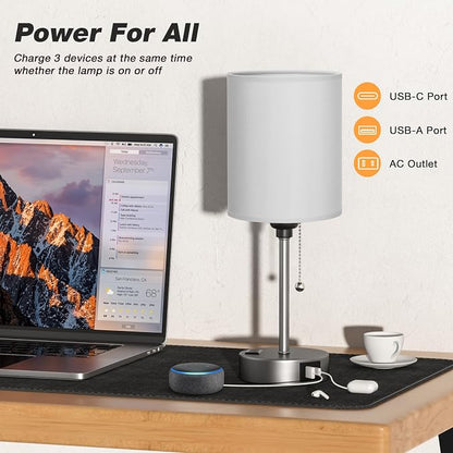 Dicoool Grey Bedroom Lamp for Nightstand - Image 3