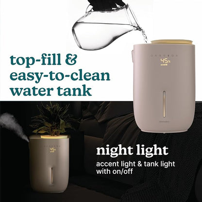 Homedics Natura Ultrasonic Warm & Cool Mist Humidifier, 1.3-Gal for Large Rooms, 60-Hr Runtime, Plant Holder, Programmable Humidity, Auto Shutoff, Nightlight Small Pot Compatible(Plant Not Included) - Image 7