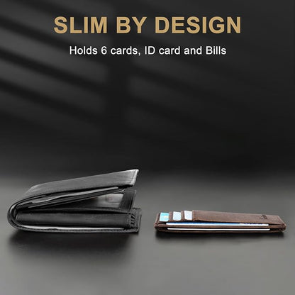 Travelambo Slim Wallet Front Pocket Minimalist Leather RFID Blocking Medium Size - Image 9