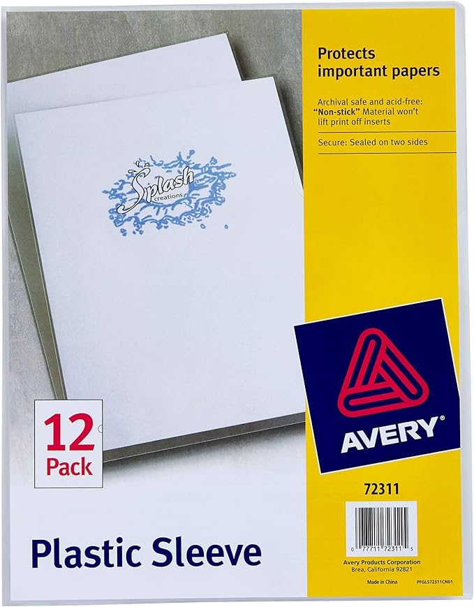 Avery Plastic Document Sleeves, Holds up to 20 Sheets, 12 Clear Sleeves by Avery