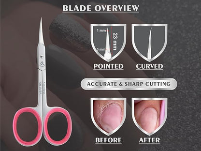 SILLVER Cuticle Scissors Extra Fine Curved, Super Slim Small Scissors - Image 5