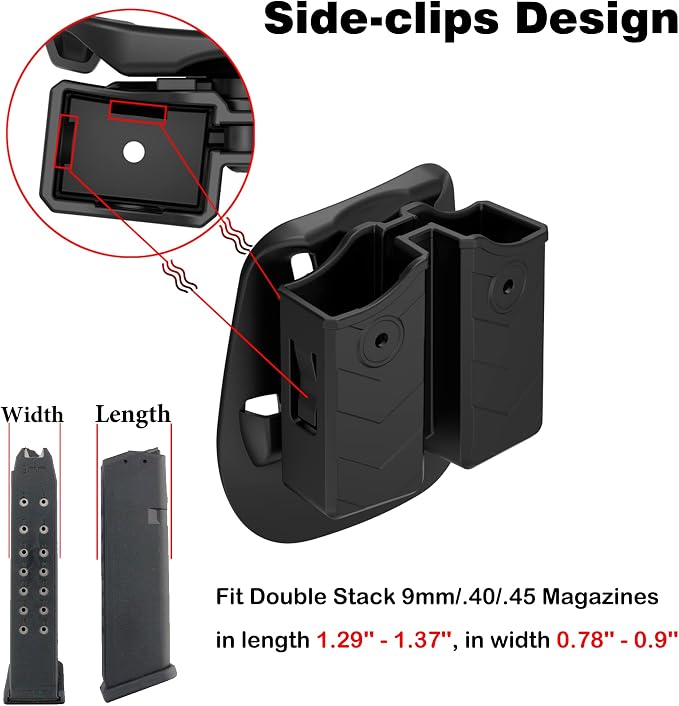 Universal Double Magazine Holster, 9mm 40 45 Magazines Pouch Adjustable - Image 5