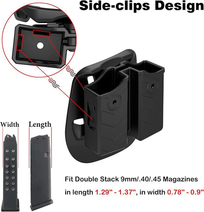 Universal Double Magazine Holster, 9mm 40 45 Magazines Pouch Adjustable - Image 5
