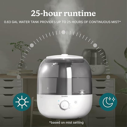 Homedics Ultrasonic Top Fill Humidifier, Cool Mist, 360° Nozzle, Up to 25 Hour Runtime, for Large Room, Bedroom, Nursery, Plants - Image 6