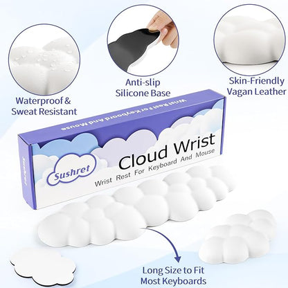 Sushret Cloud Wrist Rest Keyboard, Cloud Keyboard Wrist Pad Set - Image 5