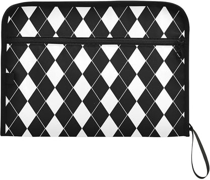 Black White Harlequin Pattern Accordion File Organizer Expanding Document Folder - Image 7