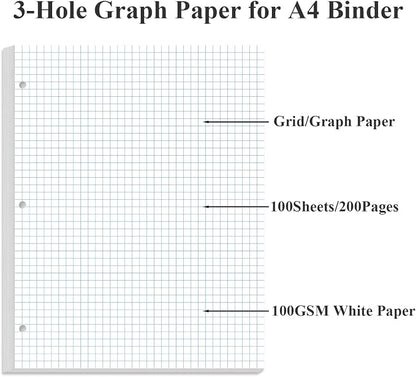Grid Paper - 3 Hole Graph Paper, Letter Size 300 Sheets/600 Pages Loose-Leaf - Image 4