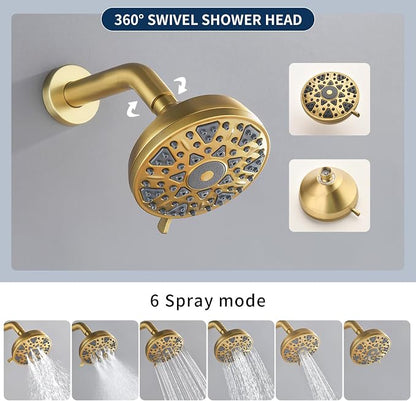 Tub Shower Faucet Combo Set Bathtub Faucet Set Shower System with Tub Spout Shower Tub Kit Shower Valve and Trim Kit Shower Fixtures Brushed Gold - Image 3