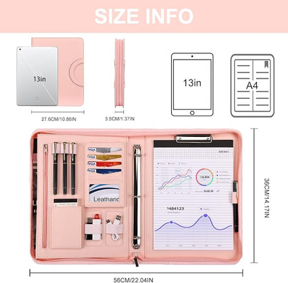 Leathario Portfolio Binder, Includes 5 Folder Index Dividers, 13 Inch Tablets - Image 2
